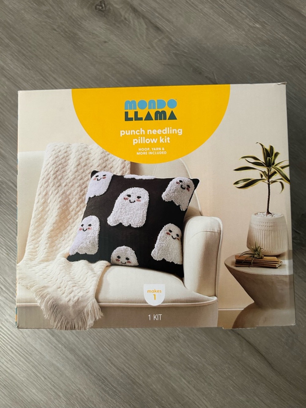 Mondo Llama Black Ghost Punch Needling Pillow Kit